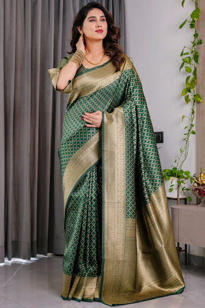 Green Zari Woven Art Silk Saree (JCQ8-GREEN)