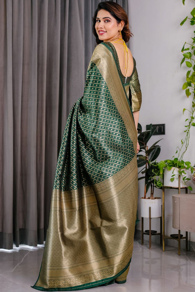 Green Zari Woven Art Silk Saree (JCQ8-GREEN)