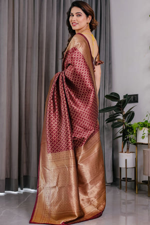 Maroon Zari Woven Art Silk Saree (JCQ8-MAROON)
