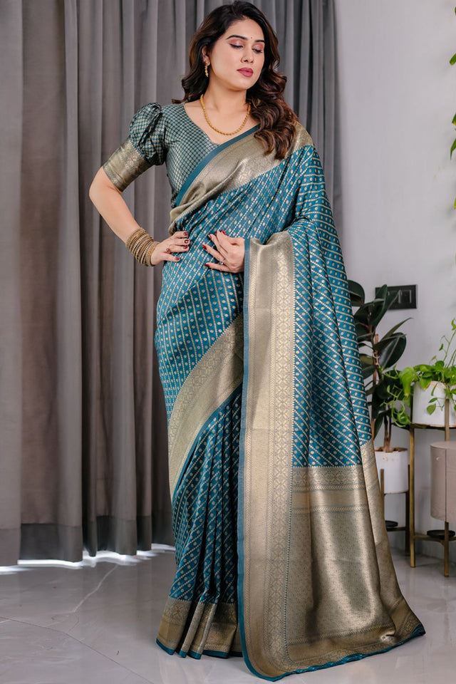 Turquoise Zari Woven Art Silk Saree (JCQ8-RAMA)