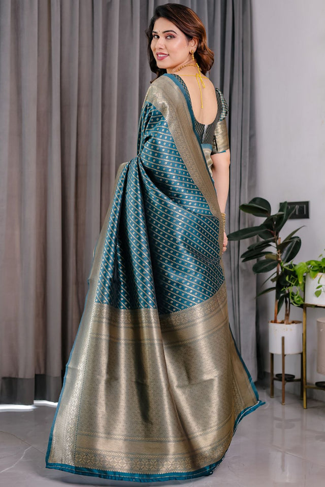 Turquoise Zari Woven Art Silk Saree (JCQ8-RAMA)