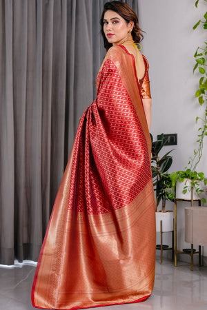 Red Zari Woven Art Silk Saree (JCQ8-RED)