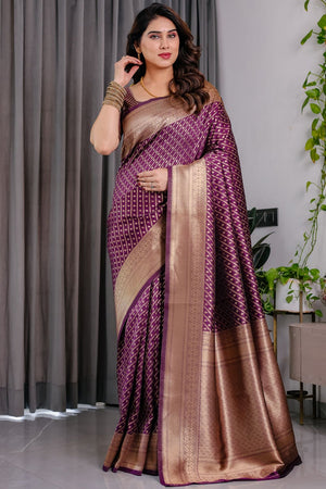 Wine Zari Woven Art Silk Saree (JCQ8-WINE)