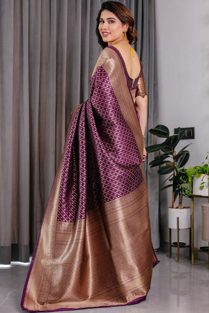 Wine Zari Woven Art Silk Saree (JCQ8-WINE)