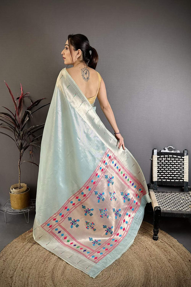 Blue Paithani Woven Tissue Saree (JK12502)