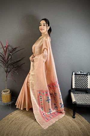 Peach Paithani Woven Tissue Saree (JK12503)