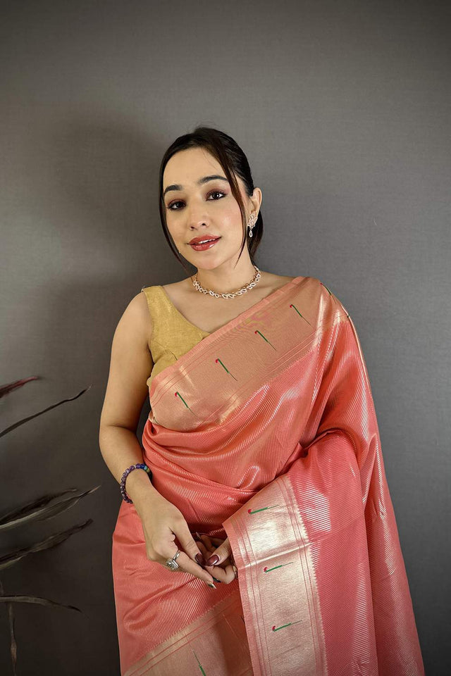 Pink Paithani Woven Tissue Saree (JK12504)