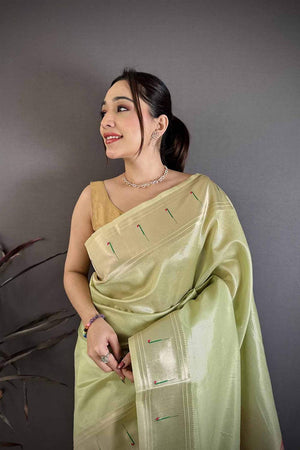 Green Paithani Woven Tissue Saree (JK12505)