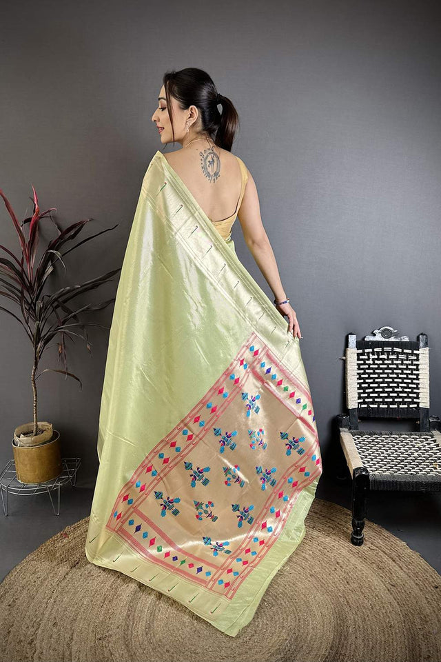 Green Paithani Woven Tissue Saree (JK12505)