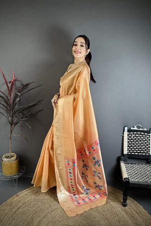 Orange Paithani Woven Tissue Saree (JK12507)