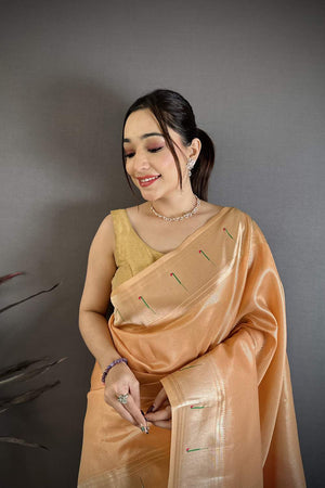 Orange Paithani Woven Tissue Saree (JK12507)
