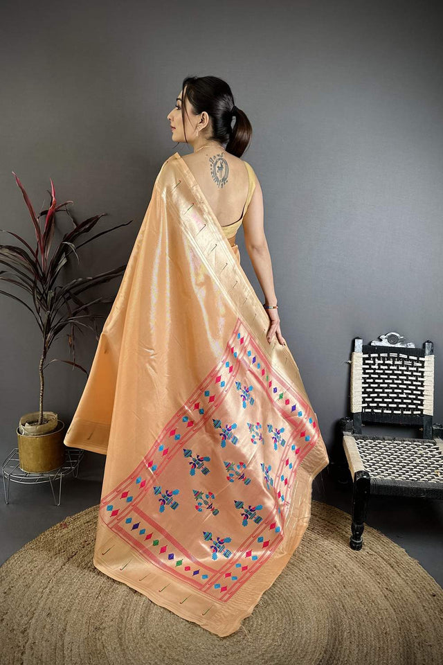 Orange Paithani Woven Tissue Saree (JK12507)