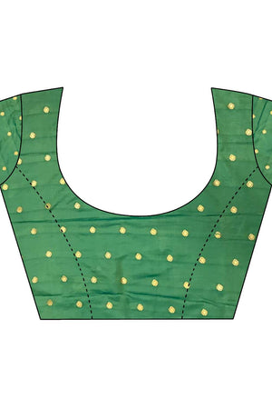 Green Checkered & Floral Woven Banarasi Silk Saree (JK12603)