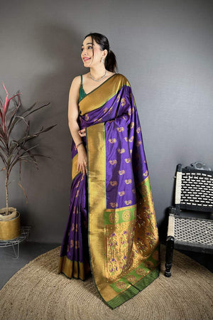 Purple Paithani Woven Soft Silk Saree (JK12903)