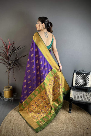 Purple Paithani Woven Soft Silk Saree (JK12903)