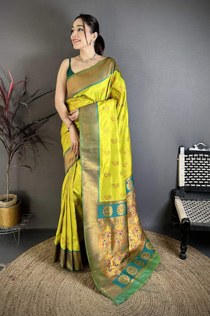 Green Paithani Woven Soft Silk Saree (JK12905)