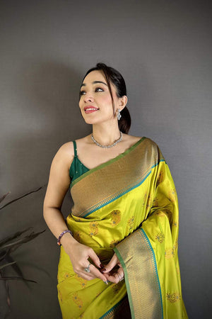 Green Paithani Woven Soft Silk Saree (JK12905)