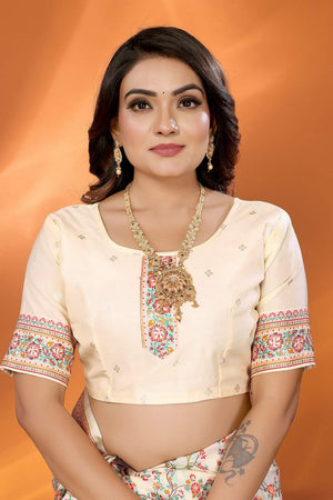 Off White Meenakari Woven Silk Saree (JK13001)