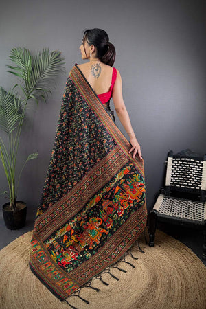 Black Meenakari Woven Silk Saree (JK13006)