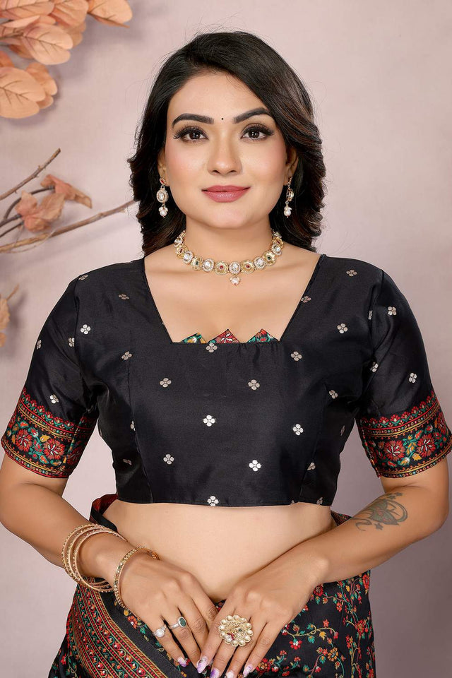 Black Meenakari Woven Silk Saree (JK13006)