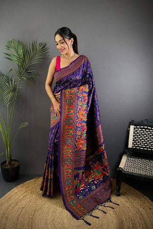 Purple Meenakari Woven Silk Saree (JK13007)