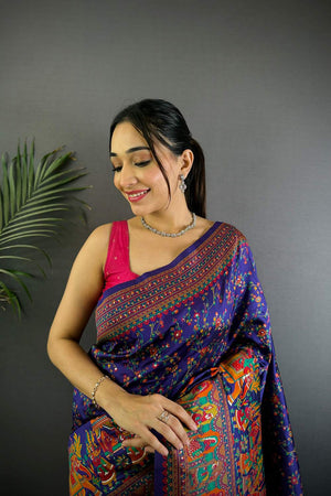 Purple Meenakari Woven Silk Saree (JK13007)