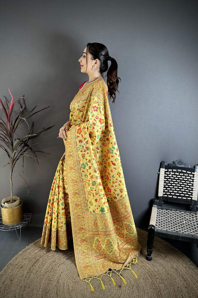 Gold Meenakari Woven Silk Saree (JK13008)