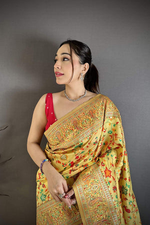 Gold Meenakari Woven Silk Saree (JK13008)