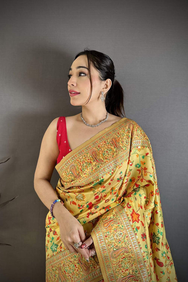 Gold Meenakari Woven Silk Saree (JK13008)