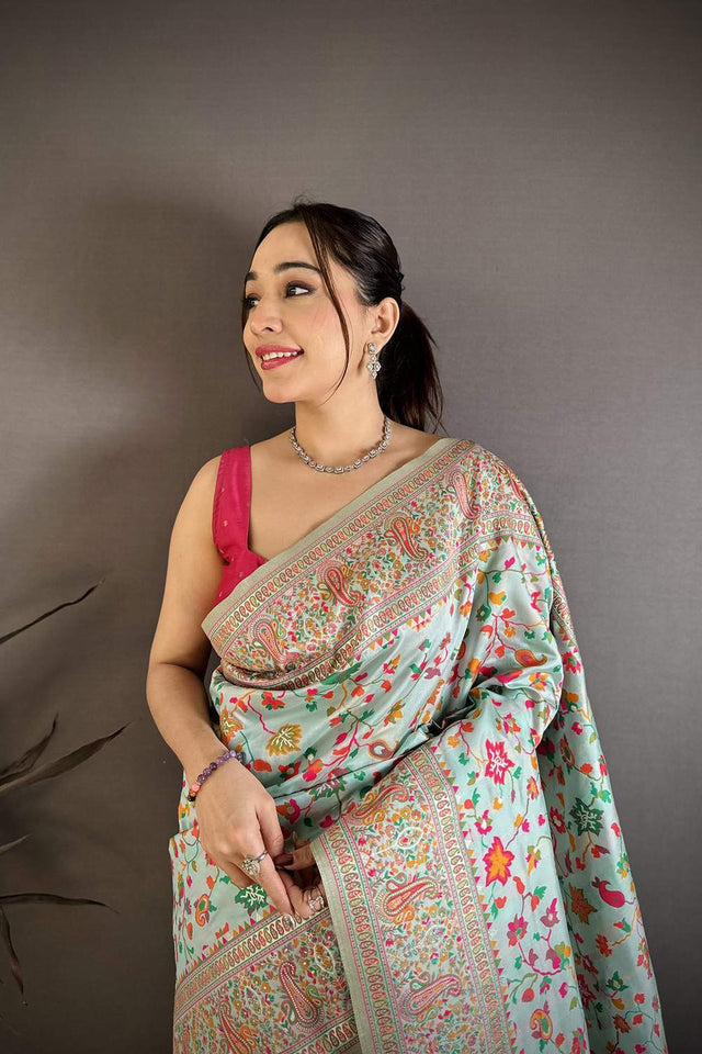 Blue Meenakari Woven Silk Saree (JK13015)