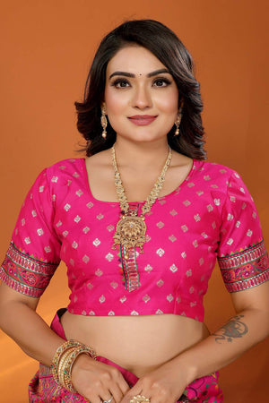 Dark Pink Meenakari Woven Silk Saree (JK13028)