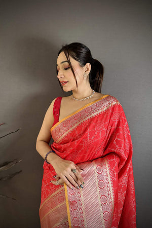 Red Kanjivaram Woven Banarasi Silk Saree (JK13103)