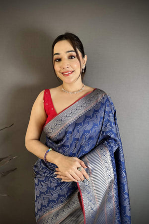Royal Blue Kanjivaram Woven Banarasi Silk Saree (JK13107)