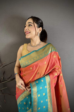 Pink Banarasi Floral Zari Woven Soft Silk Saree (JK13204)