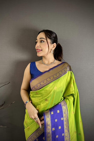 Dark Green Banarasi Floral Zari Woven Soft Silk Saree (JK13205)
