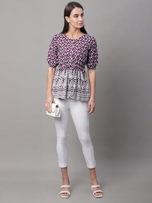 Women's Purple Chikankari Sequin Work Empire Top