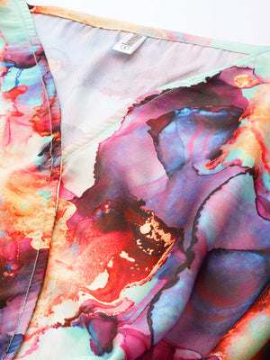 Women's Multi-Color Teddy Printed Wrapped Top