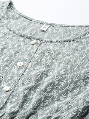 Women's Grey Chikankari Work Empire Top
