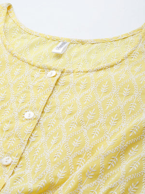 Women's Yellow Chikankari Work Empire Top