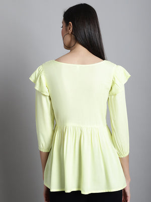 Women's Yellow Embroidered Stylish Top