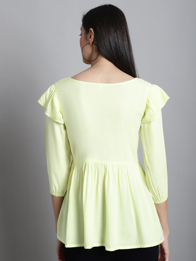 Women's Yellow Embroidered Stylish Top