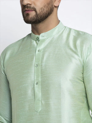 Men's green Dupion Solid Kurta Set - L