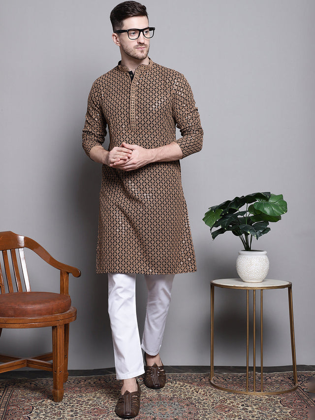 Sequin Embroidered Pure Cotton Kurta With Pajamas