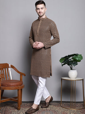 Sequin Embroidered Pure Cotton Kurta With Pajamas