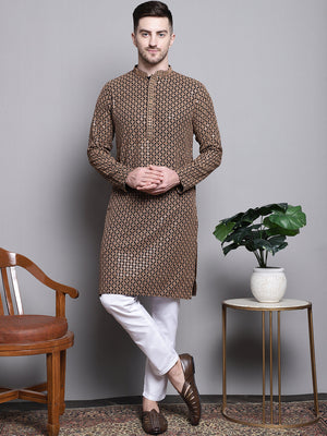 Sequin Embroidered Pure Cotton Kurta With Pajamas