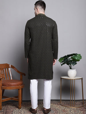 Sequin Embroidered Pure Cotton Kurta With Pajamas