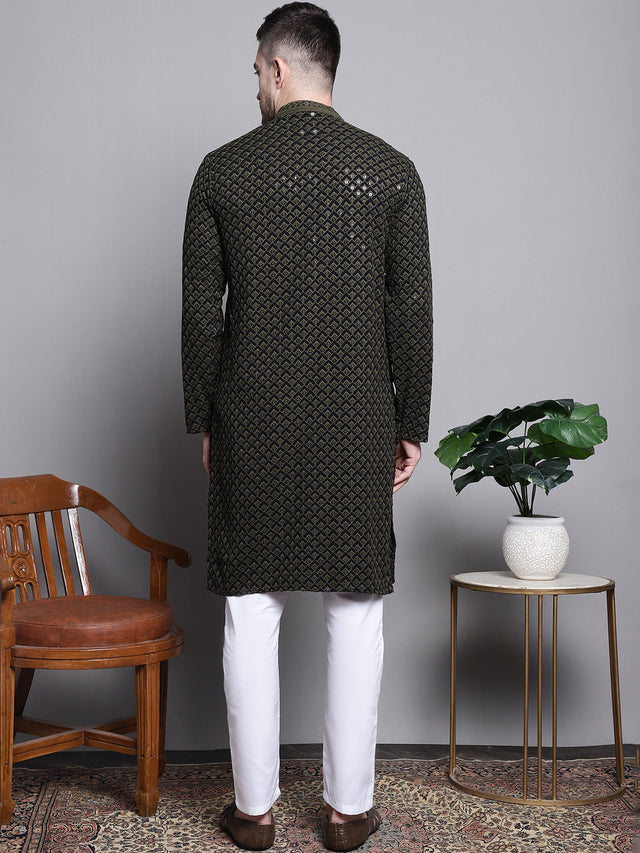 Sequin Embroidered Pure Cotton Kurta With Pajamas