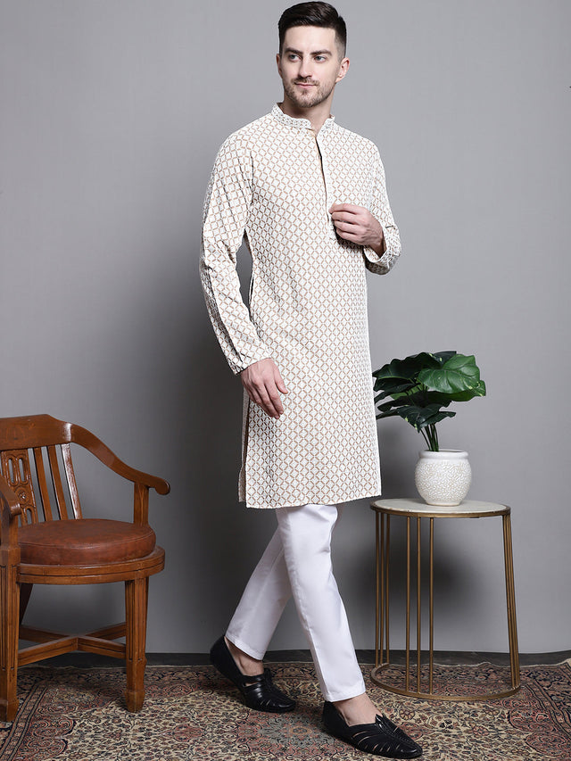 Sequin Embroidered Pure Cotton Kurta With Pajamas