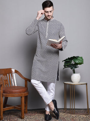 Sequin Embroidered Pure Cotton Kurta With Pajamas