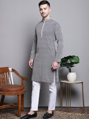 Sequin Embroidered Pure Cotton Kurta With Pajamas